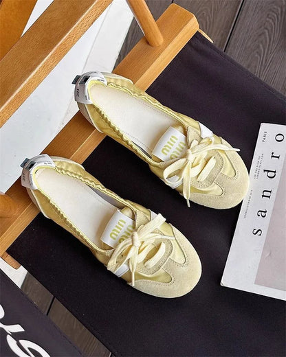 Women's Casual Sneakers Summer Cozy Shallow Ballet Flats Shoes 2025 New Women Lace Up Sport Shoes Zapatos De Mujer