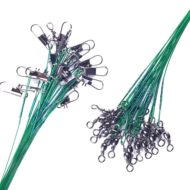 Linha de Pesca de Aço Anti-Mordida com Força de Tração Super Forte, Líder de Aço com Gira Giratória, Chumbada de Pesca 200/100/60/20Pcs