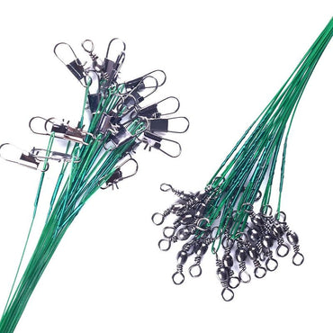 Linha de Pesca de Aço Anti-Mordida com Força de Tração Super Forte, Líder de Aço com Gira Giratória, Chumbada de Pesca 200/100/60/20Pcs
