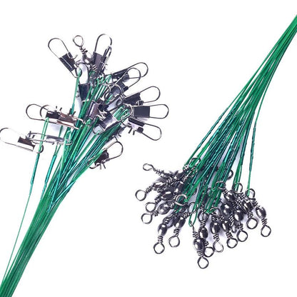 Linha de Pesca de Aço Anti-Mordida com Força de Tração Super Forte, Líder de Aço com Gira Giratória, Chumbada de Pesca 200/100/60/20Pcs