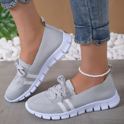 Fashion Striped Knitted Flats Women 2025 Summer Soft Sole Non Slip Walking Shoes Woman Plus Size 36-43 Low Heel Loafer Female