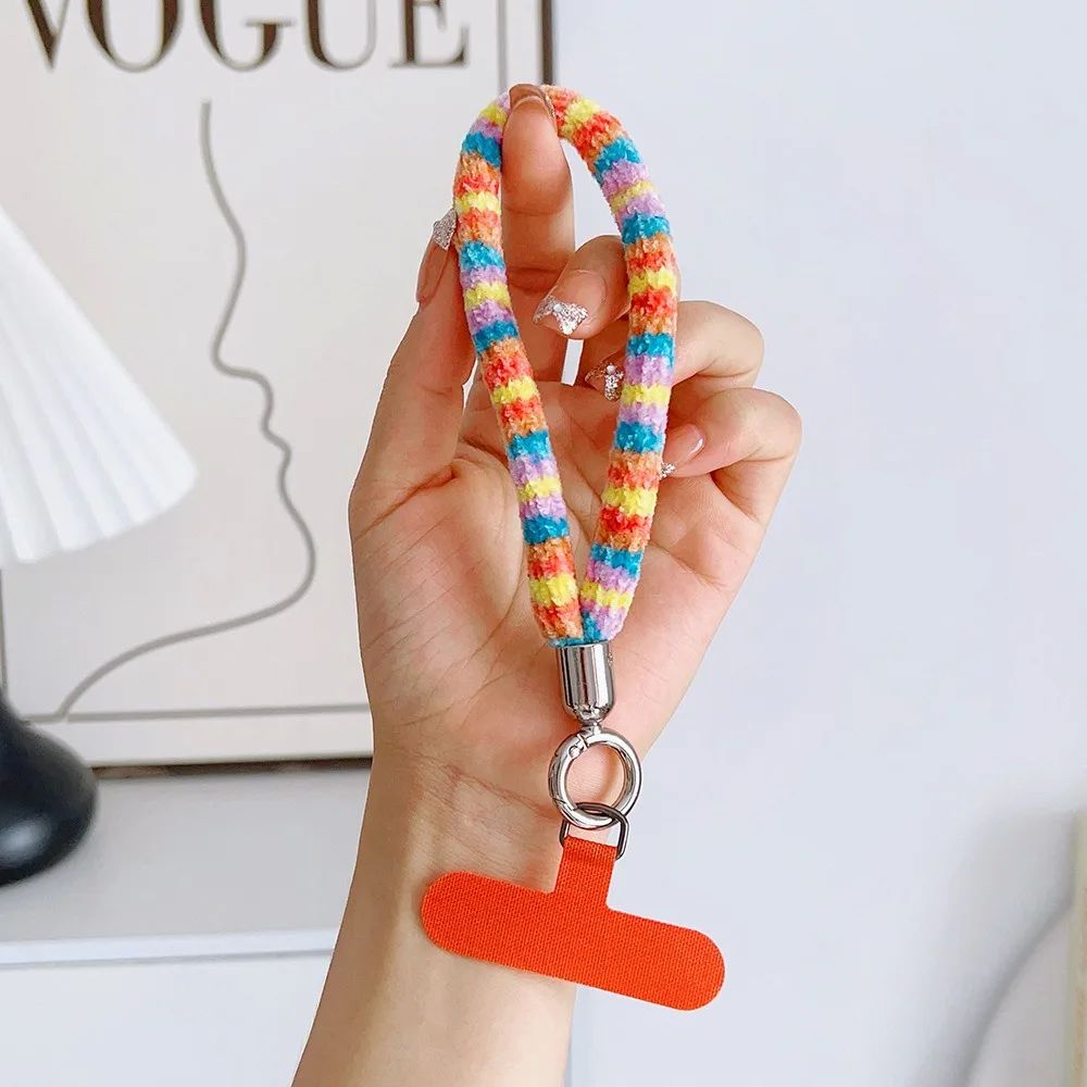 Autumn And Winter New For Mobile Phone Lanyard Colorful Camera Anti Loss Dopamine Wristband Rope  Water Cup Bag Short Keychain