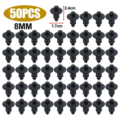 100/50pçs Rebites de Plástico para Carro Presilhas de Fixação para Painel de Carenagem 3 Tamanhos Mistos Pino de Pressão Fixador Automotivo 6mm 7mm 8mm Interior