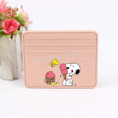 Snoopy Coin Purse Peanuts Anime Credit Card Holder Passport PU Wallet ID Cards Cover Case Bag Kids Men Woman Birthday Gift