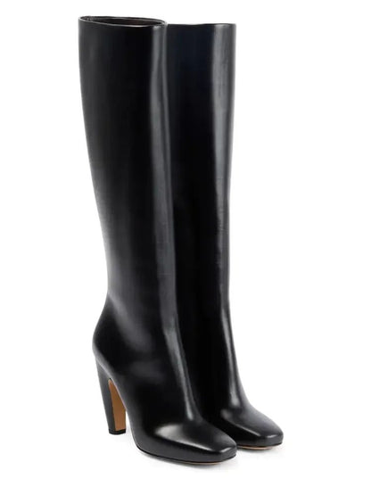 2025 Women's New Winter Coarse High Heels Knee Boots European and American Sexy Square Head Side Zipper Fashion Large Boots