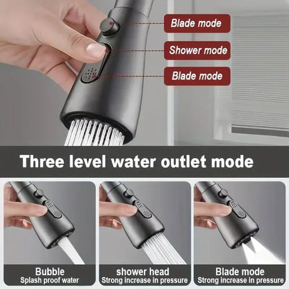 1pc Faucet Extender Metal Alloy,Three Modes,Head Water Saver Home Extended Shower Spray Filter  Faucet Extender  Kitchen
