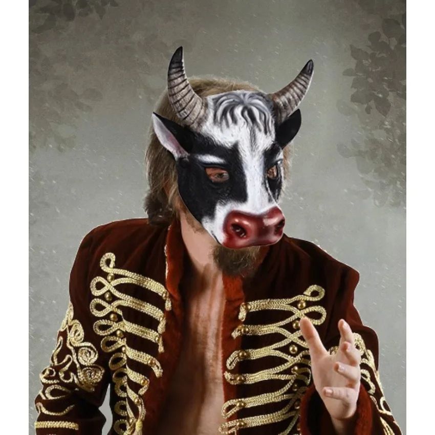 PU Foam 3D Realistic Animal Cow Head Mask Carnival Easter Party Performance Prop Half Face  Halloween Mask Cosplay Mask