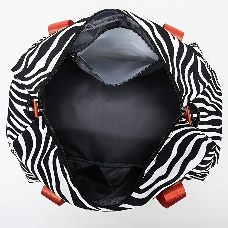 Large Capacity Nylon Travel Duffle Bag with Animal Print, Sports Gym Storage Bag, Portable Women'S Weekender Overnight Bag