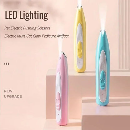 Pet Electric Hair Clipper-Silent Cat/Dog Shaver with Push Scissors, Paw Grooming Tool for Nail & Fur Trimming (Pet Grooming Kit)