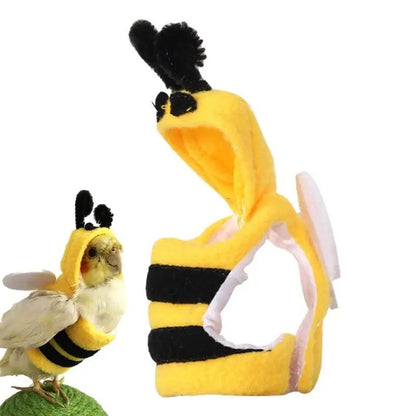 Roupas de Pássaros Fantasia de Abelha para Papagaio Roupas de Animais Pequenos para Pets Capuz em Formato de Abelha Traje Suave e Amigável à Pele para Pássaros de Estimação para Papagaios Periquitos