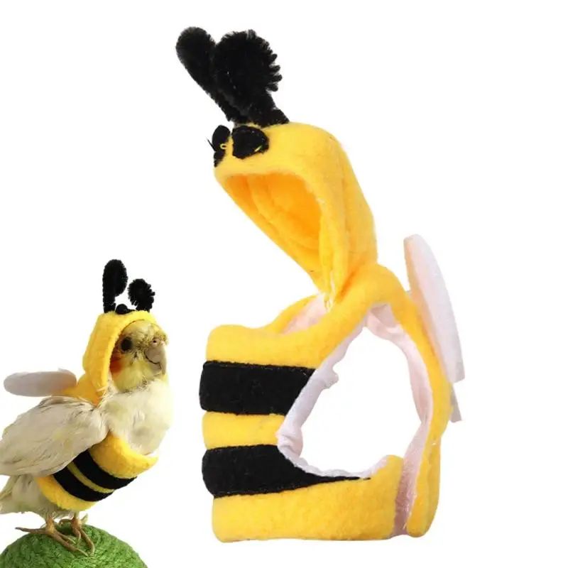 Roupas de Pássaros Fantasia de Abelha para Papagaio Roupas de Animais Pequenos para Pets Capuz em Formato de Abelha Traje Suave e Amigável à Pele para Pássaros de Estimação para Papagaios Periquitos