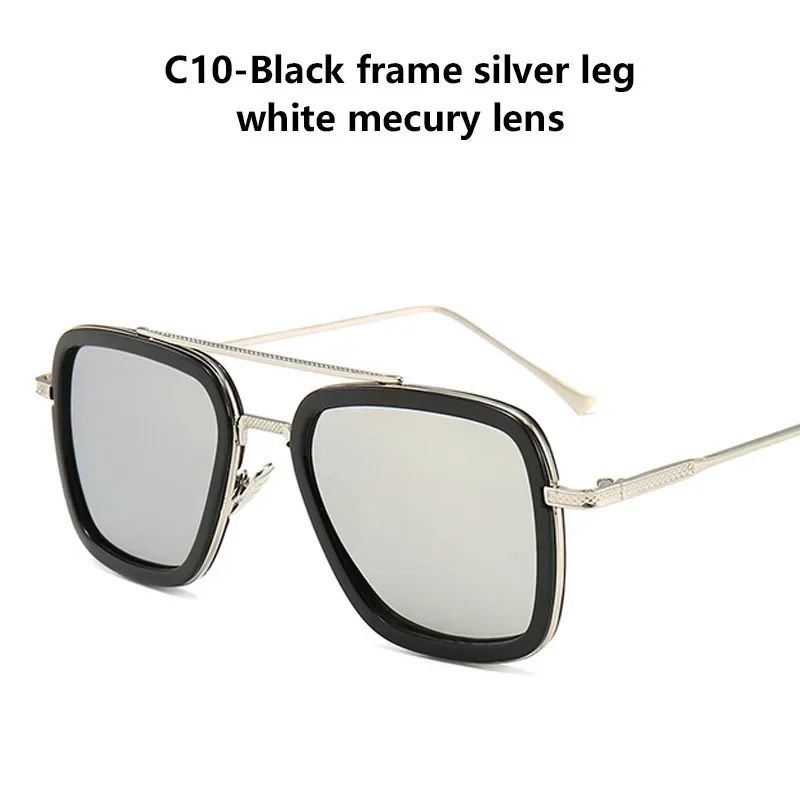 Luxury Steampunk Men Sunglasses Tony Stark Iron Man Sun Glasses Vintage Metal Eyewear Steam Punk Sunglass UV400 Male Gafas