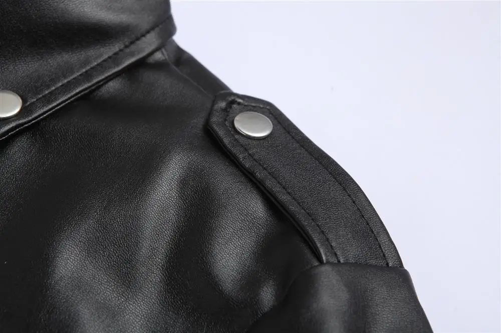 Slim Fit Casual Biker Jacket Men's Spring Outerwear Fashionable Collar Zipper Leather Jacket Motorcycle Style Male Coat