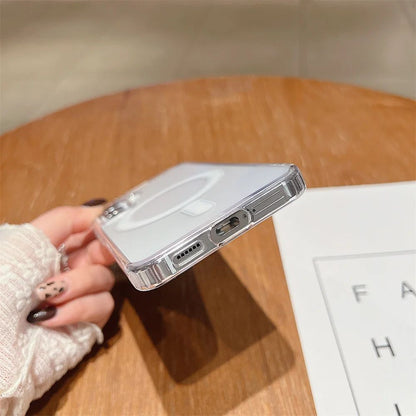 for Magsafe Magnetic Charge Phone Case For Samsung Galaxy S25 S24 S23 Ultra S22 Plus S21 FE A15 A35 A55 Clear Acrylic Slim Cover
