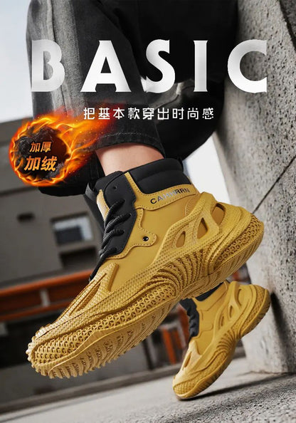 2025 Men's new breathable mesh trendy elastic band slip-on casual thick-soled sports shoes