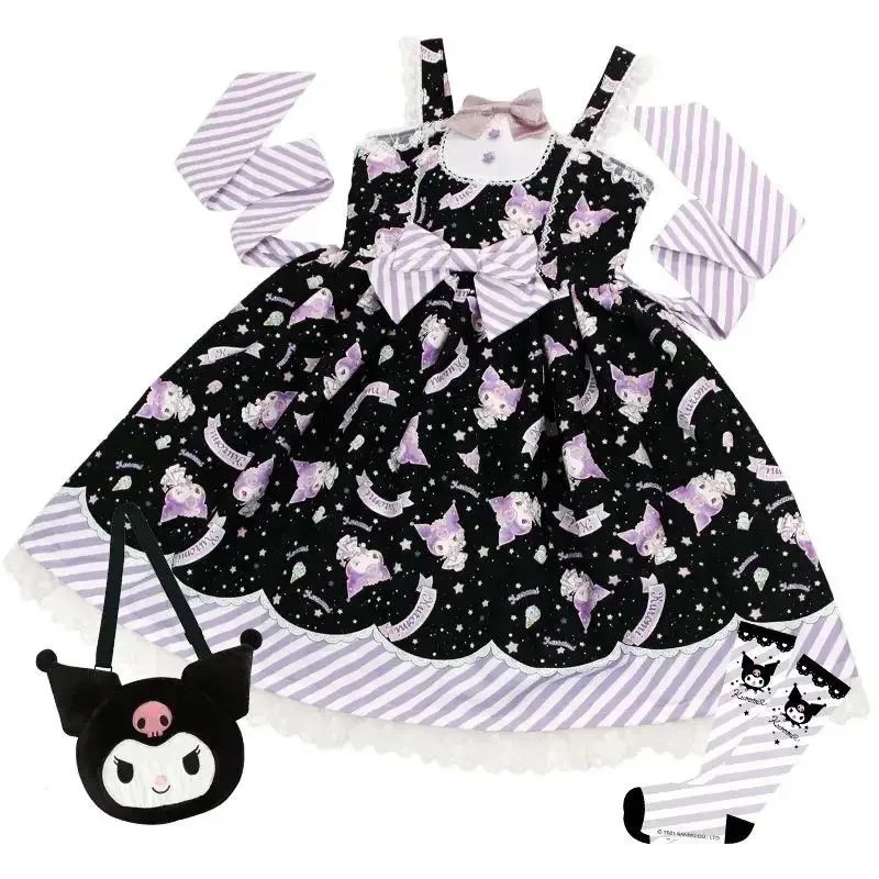 Cartoon My Melody Lolita Dress Kawaii Fashion Bow Lace Dress Printed Princess Dress Halloween Versatile Christmas Gift for Women