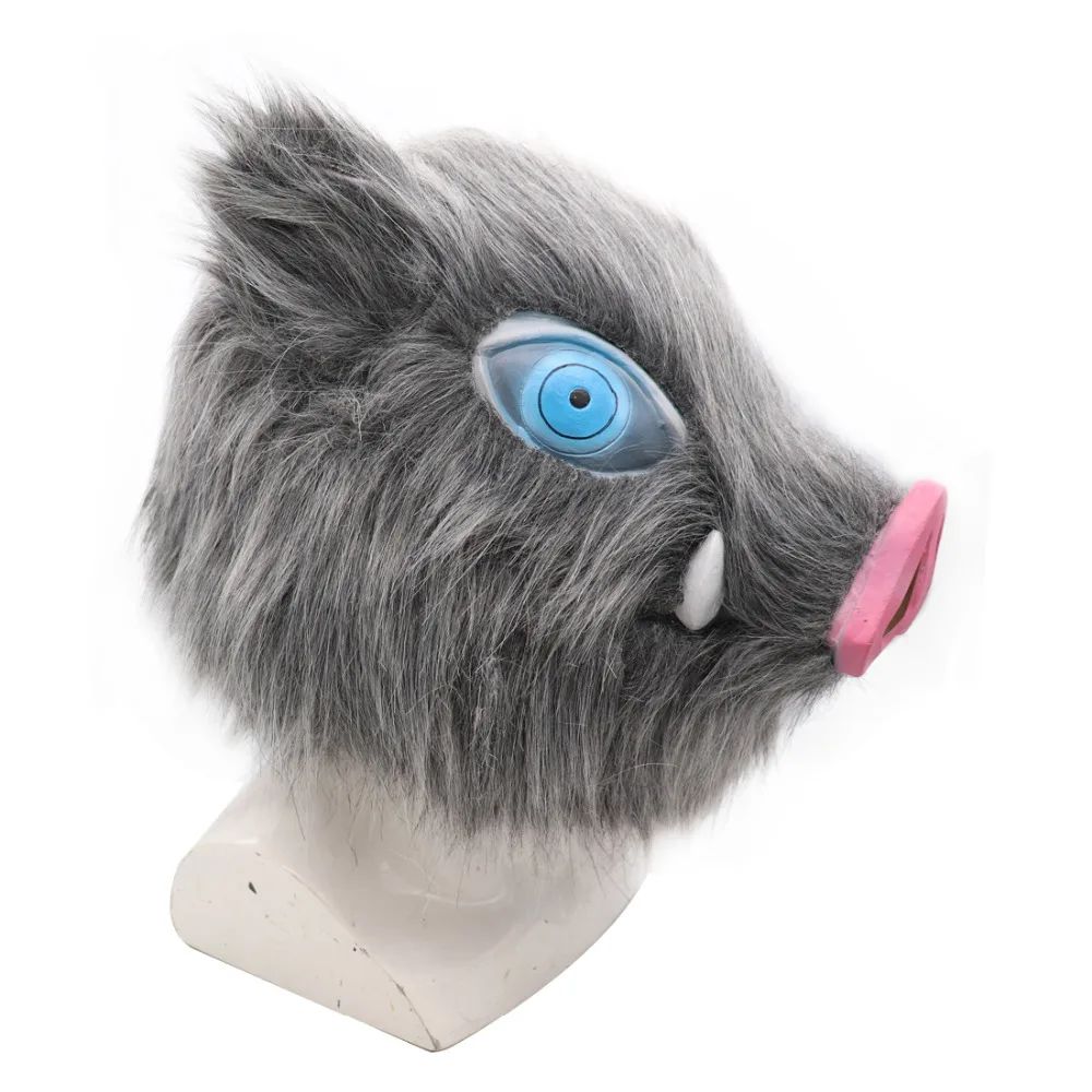 2026 Inosuke Hashibira Mask Helmet  Cosplay Hood Hair Pig Mask Headwear Halloween Carnival Costume Prop