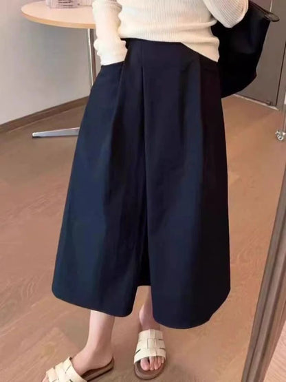 2026 Solid Color Big Size Half Skirt Women Leisure A- Line with Pocket Chinese Origin Simple Plus Size Mid Length Skirt