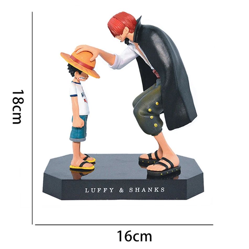 One Piece 18cm Boneco de Ação PVC Monkey D Luffy Chapéu de Palha Luffy Cabelo Vermelho Shanks Pat Head Brinquedo Anime Estátua Modelo Enfeites