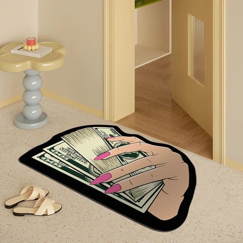 VIKAMA Upgraded Material Personalized Creative Dollar Simulated Money Carpet Living Room Bedroom Kitchen Bathroom Art Rug Mat