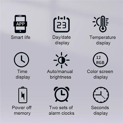RGB LED Digital Wall Clocks Intelligent Wifi App Control Temperature Date Week Display Multi-functional Electronic Alarm Clock