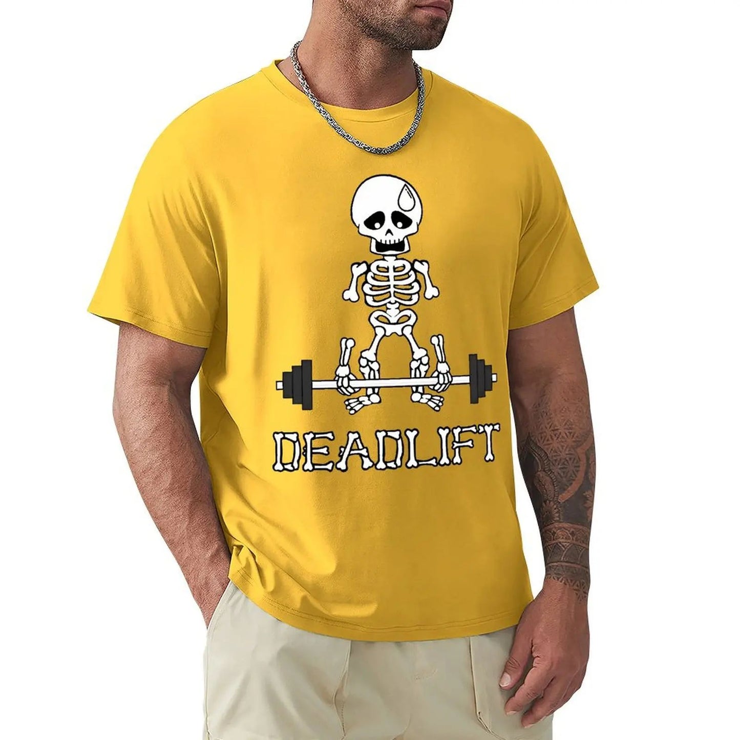 Deadlift Classic Print Cotton T-Shirt Bodybuilding Pumping GYM Muscle Training Crossfit T Shirt For Men Fashion Streetwear manga