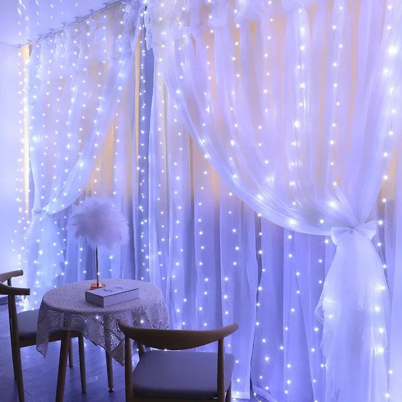 3/4/6m Curtain LED String Lights Garland USB Festoon Remote Control Fairy Garland Lights Christmas Decoration for Bedroom Home