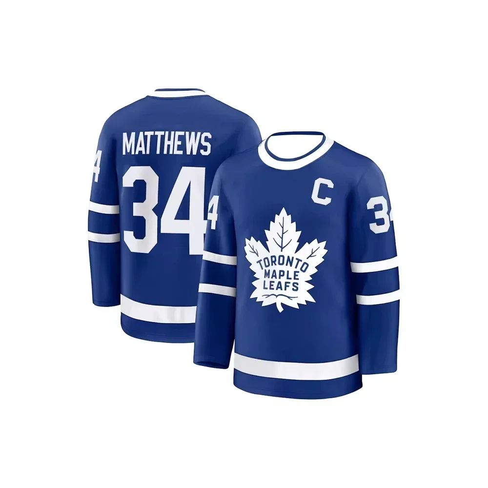 Toronto Ice Hockey Maple Leaf No.34 Long Sleeve T-shirt Men's Sport Training Jersey Breathable Casual Women Tee Kids Clothing