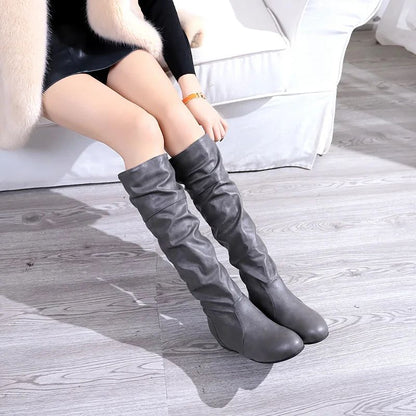 Flat Shoes Spring Autumn Women High Boots Long Western Cowboy Boots Women Footwear Large size 35-43 2024 Mid-Calf Boots Women