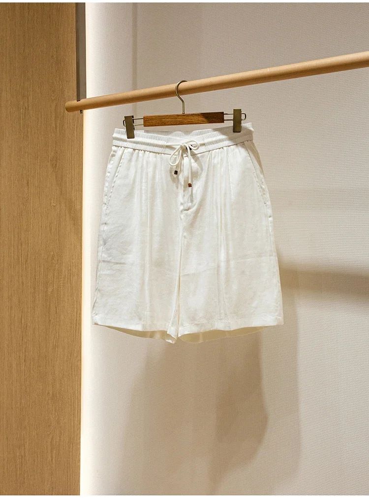 BC Summer Breathable Thin Linen Blended Loose Straight Elastic Waist Casual Shorts
