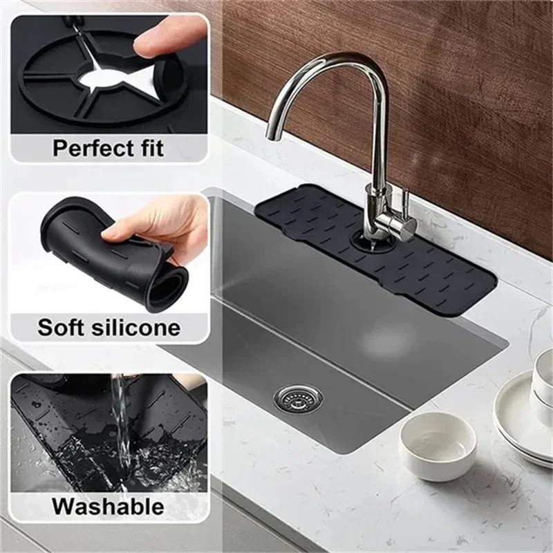 Utensílios de Cozinha Almofada Absorvente de Torneira de Silicone Prateleira Pia Protetor de Respingos Tapete Protetor de Bancada Acessórios de Tapete de Dreno de Banheiro