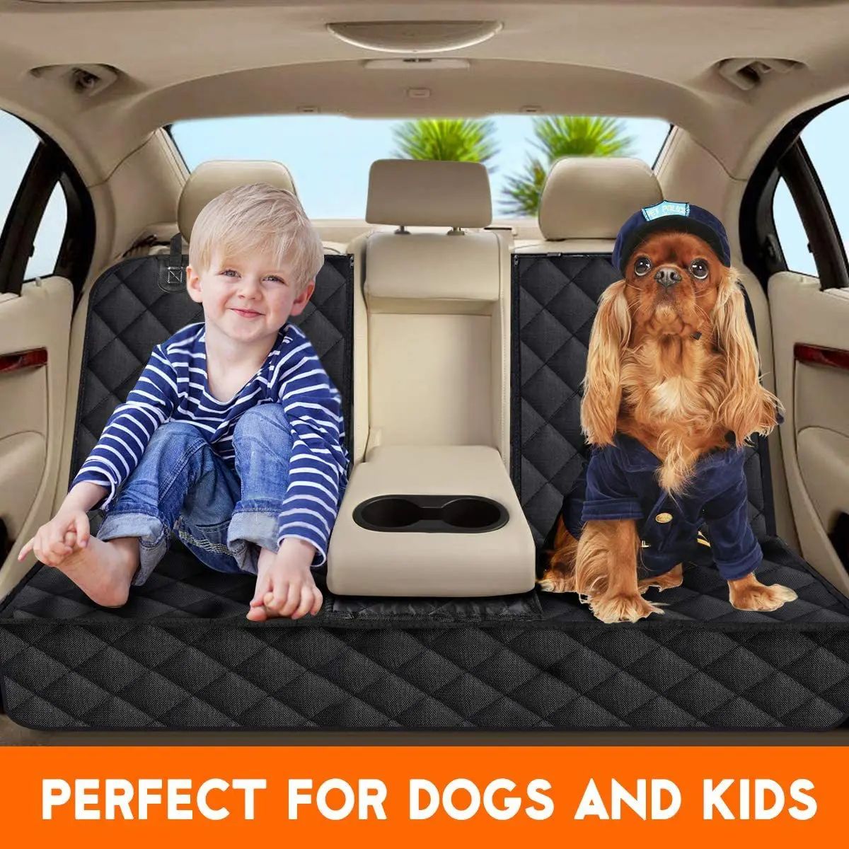 Capa Protetora de Carro para Banco Traseiro de Cachorro Impermeável Resistente à Sujeira Capa de Assento para Animais de Estimação Preto Alça de Ombro Rede Colchão de Viagem para Animais de Estimação