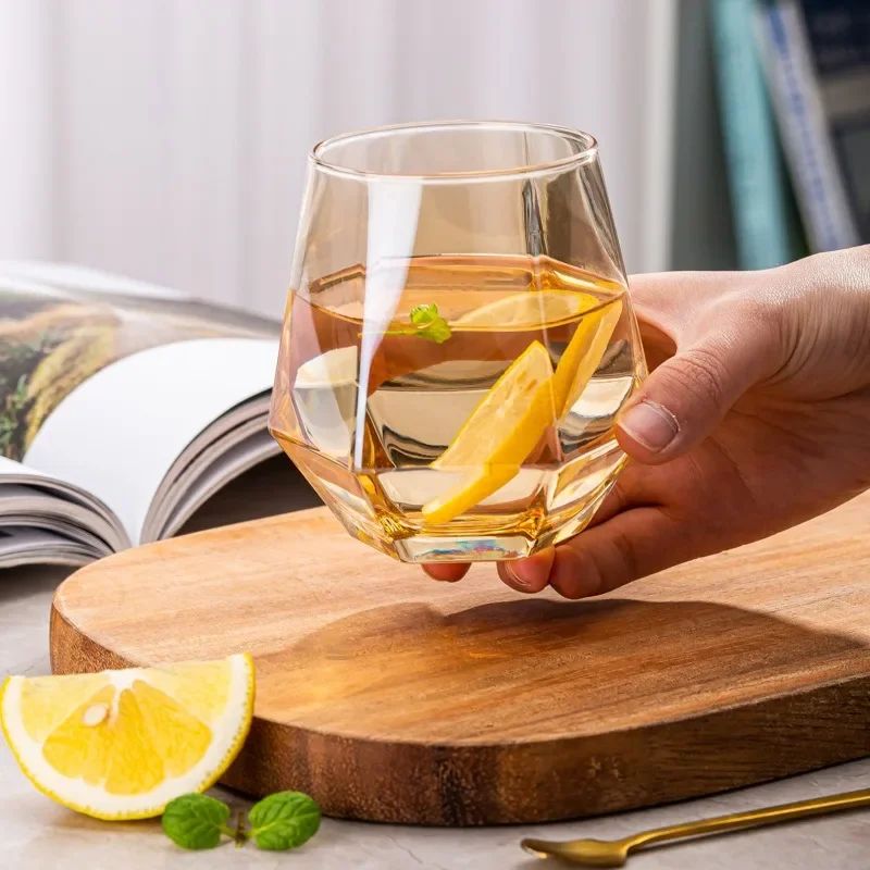 Taças de Vinho Borda Hexagonal 300ml Taça Transparente para Coquetéis Bar Festa Clube Banquete Utensílio para Beber Champanhe Limonada Água