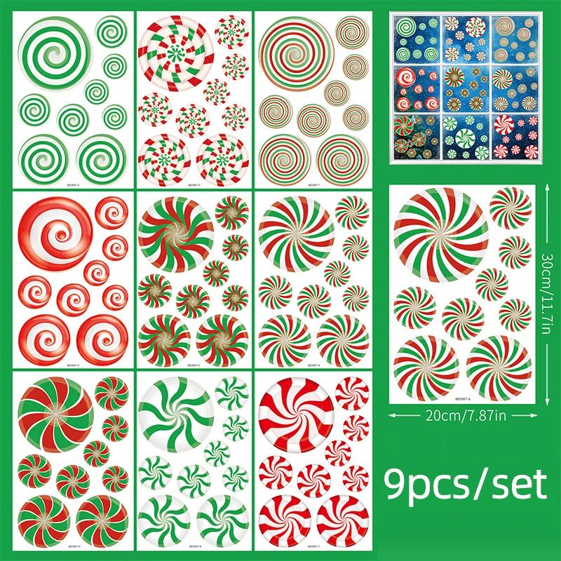 Christmas Gingerbread Man & Candy Cane Window Stickers - Sweet Holiday Decals for Bedroom Living Room Glass Holiday Home Decor