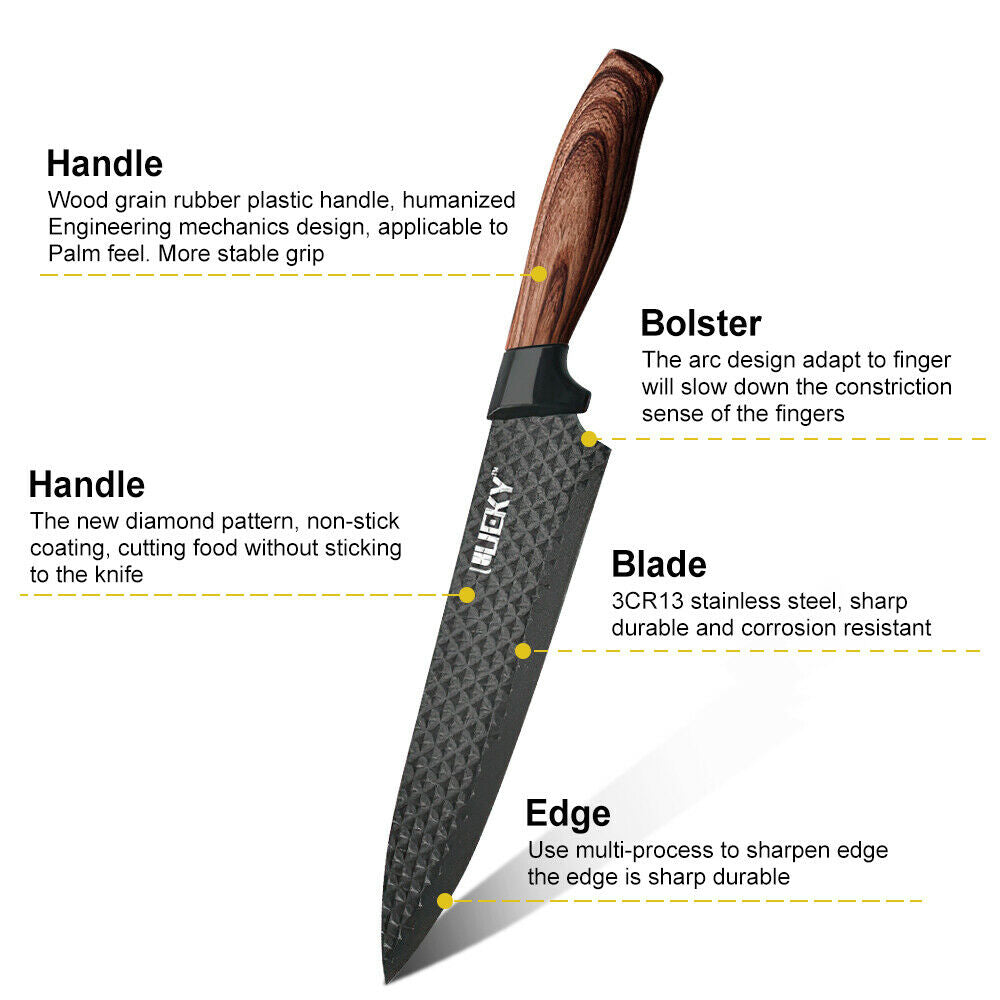 6Pcs/Set Kitchen Knives Set Stainless Steel Forged Kitchen Chef Knife Set Scissors Peeler Slicer Nakiri Paring Knife Gift Case