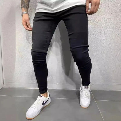 Spring Men Classic Elasticity  Pencil Jeans Jean Homme Man Soft Stretch Black Biker Masculino Denim Trousers Mens Solid Pants