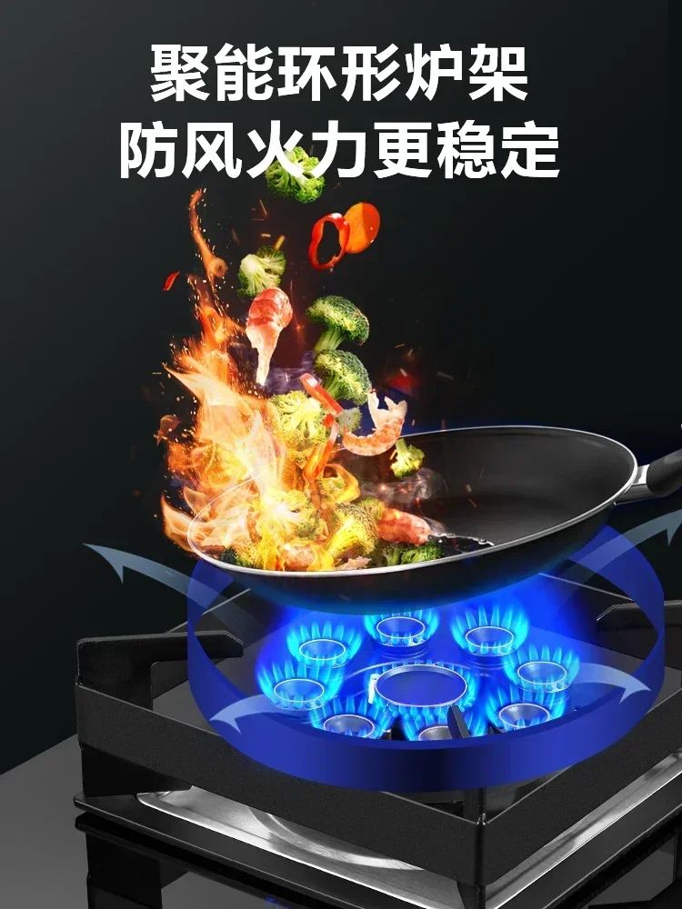 220V Energy-Saving Gas Cooker with Powerful Flame, Single Burner Natural Gas Cooktop for Home Kitchen A