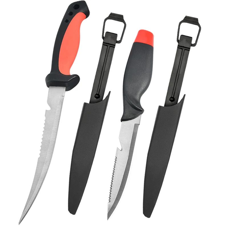 Faca Afiada para Peixe Cabo Oco de Plástico Faca de Filé de Peixe Faca de Desossar Aço Inoxidável Cutelo de Carne Descascador de Frutas de Cozinha