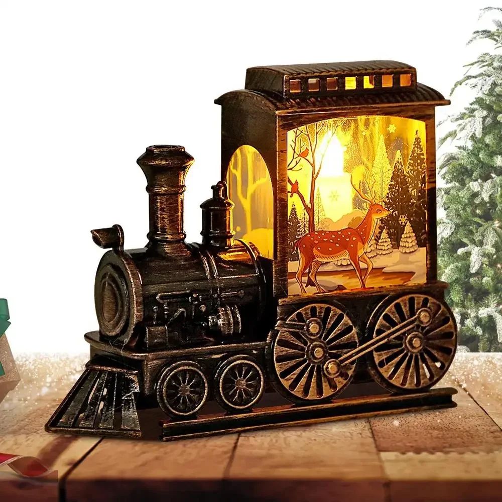 2026 Christmas Gift Christmas Crystal Ball Ornaments LED Lights Train Santa Claus Merry Christmas Decoration for Home Party Xmas