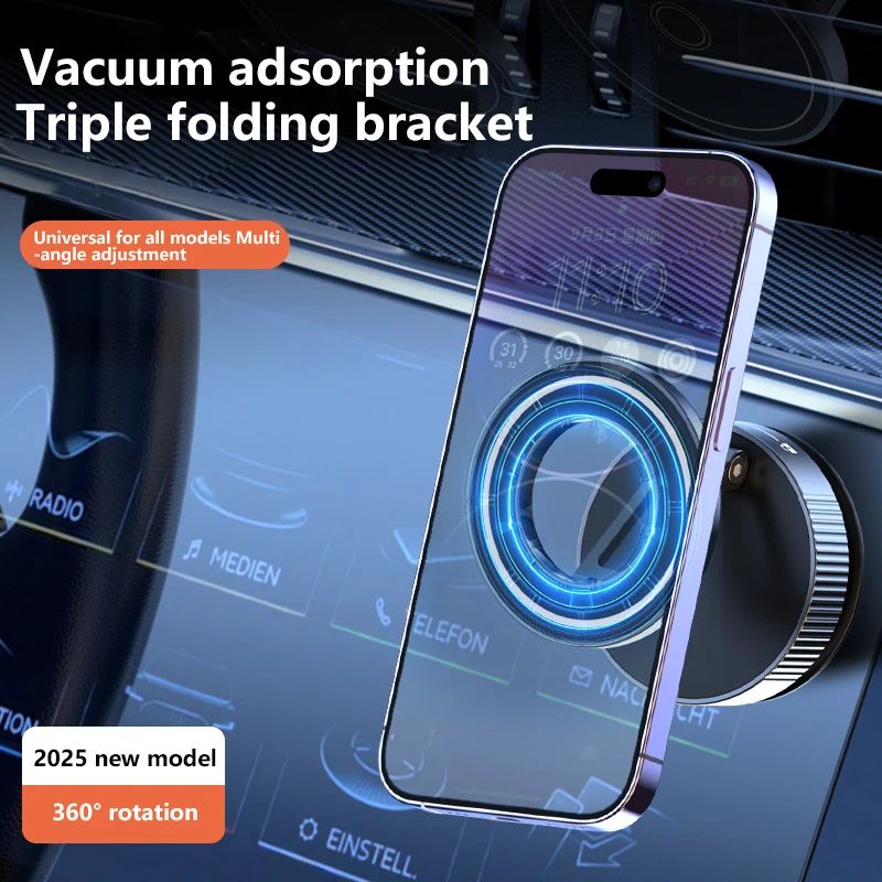 Suporte magnético forte para telefone Xiaomi, design dobrável, suporte automotivo a vácuo ajustável em 360° para celular para transmissão ao vivo em iPhone