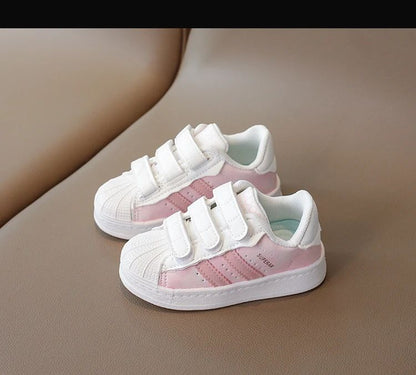 Childrens Baby Sneakers Blue Leather Boys Girls Toddler Shoes Four Seasons Models Pink Versatile Non-slip Small Kid Single Shoes