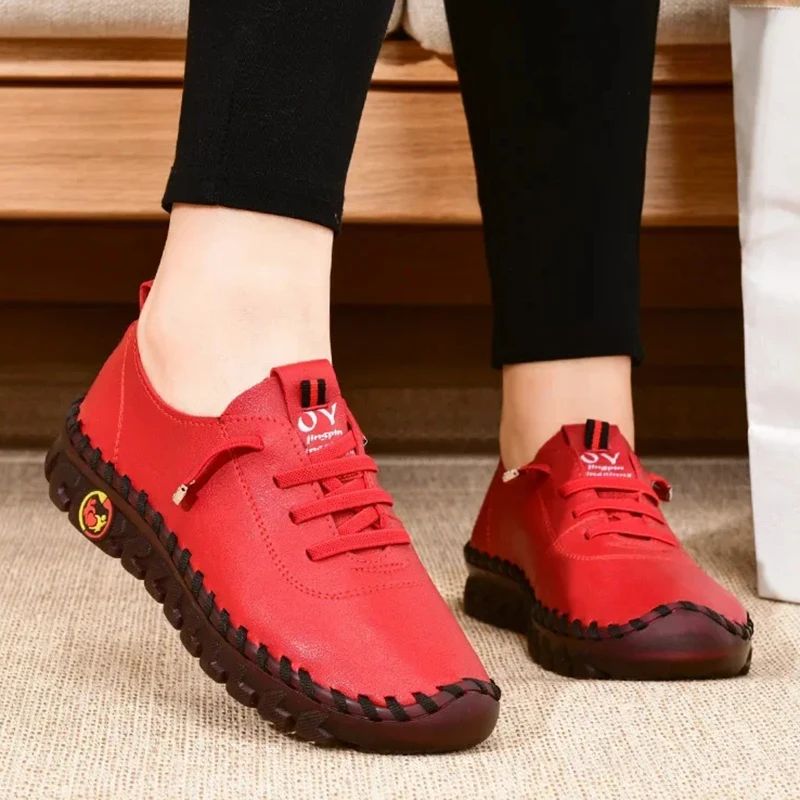 Sneakers for Women Leather Casual Vulcanized Female Shoe Soft Comfortable Flat Loafers Shoes Slip on Shoes Zapatillas De Mujer