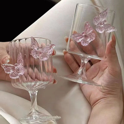 Copo de Vidro de Pé Alto Original Taça de Vinho Borboleta de Instagram Copos de Champanhe Copos Estéticos de Coquetel Presentes de Natal
