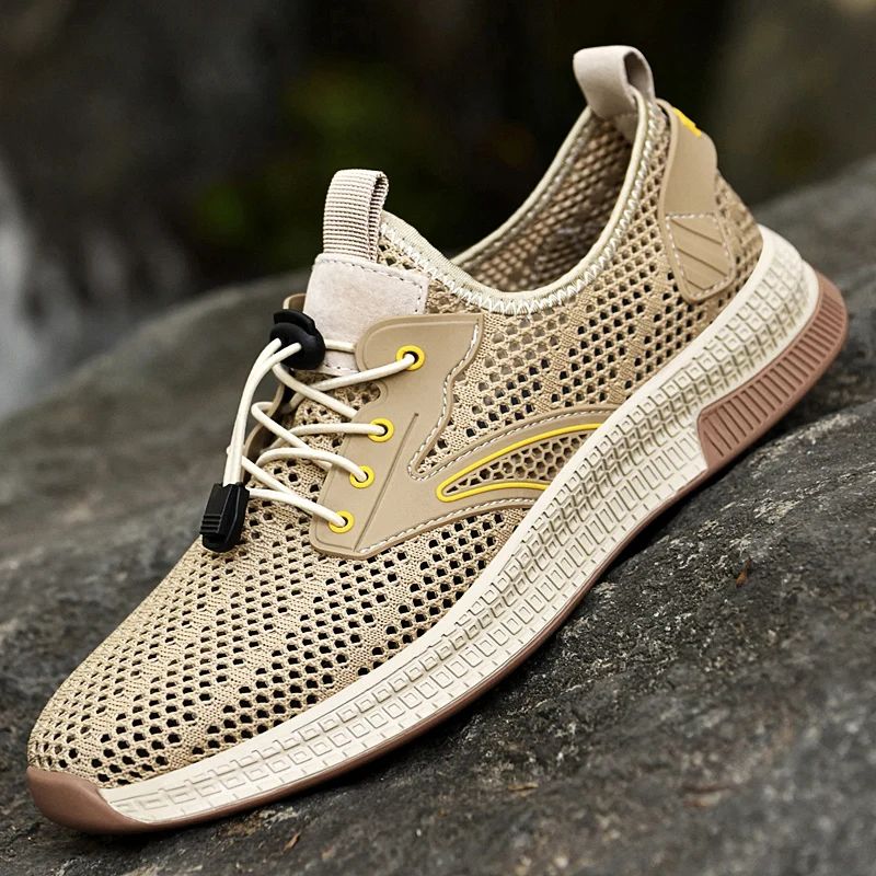 Sapatos Masculinos Casuais de Couro Genuíno para Exteriores Marca de Sapatos Masculinos para Escalada Caminhada Viagem Sapatilhas Respiráveis Masculinas Calçados de Verão