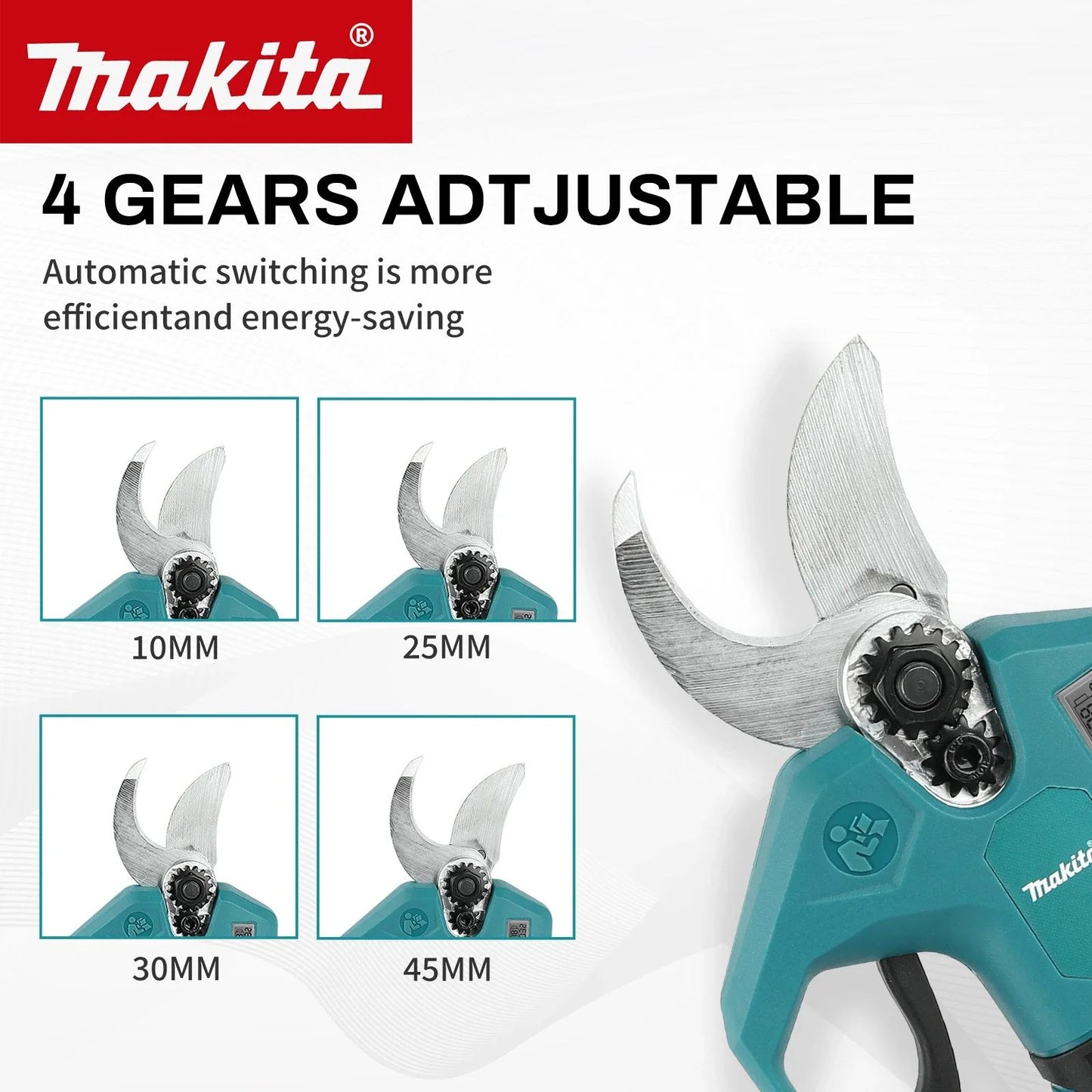 Tesoura Elétrica a Bateria Makita 18V para Poda de Galhos e Folhas em Árvores Frutíferas de Jardim, Podador de Galhos Recarregável