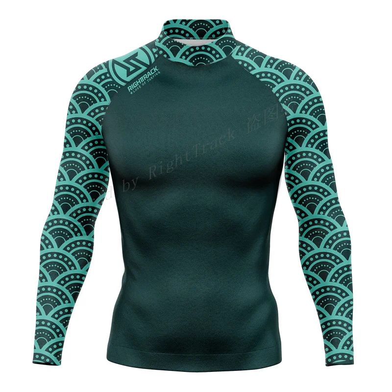 New Men's Surfing Shirt Holiday Party Lycra Rashguard RIGHTTRACK For Surf Sportswear Beach UV Swimwear UPF50  Clothes