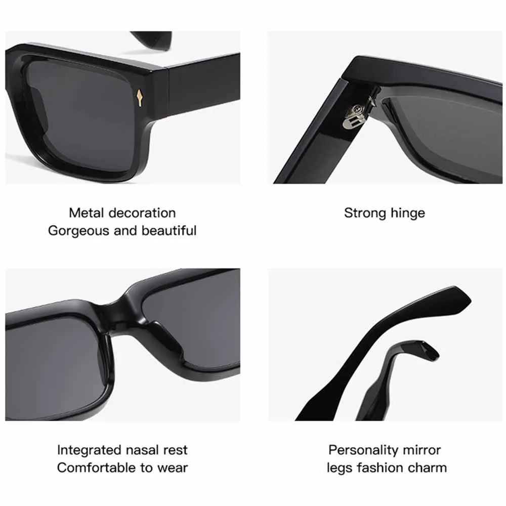 JNPCXI Óculos de Sol Retrô Quadrados Femininos Listras de Leopardo Sombras UV400 Rebites da Moda Masculinos Óculos de Sol Transparentes Gradiente