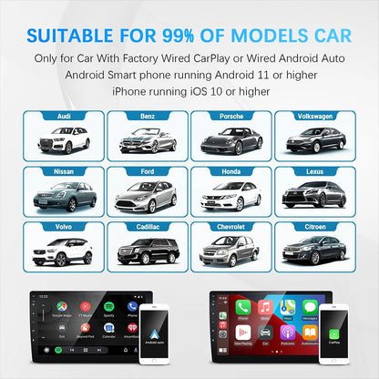 Adaptador Sem Fio Carplay Android Auto para Toyota Mazda Nissan Camry Suzuki Subaru Citroen Audi Mercedes Kia Ford Opel Spotify BT