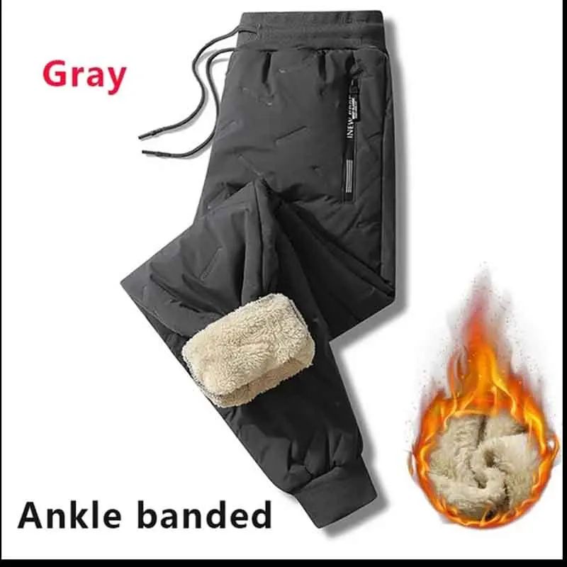 2025 Men's Winter Sweatpants Plush Thick Fleece Lambswool Thermal Casual Waterproof Windproof Warm  Trousers