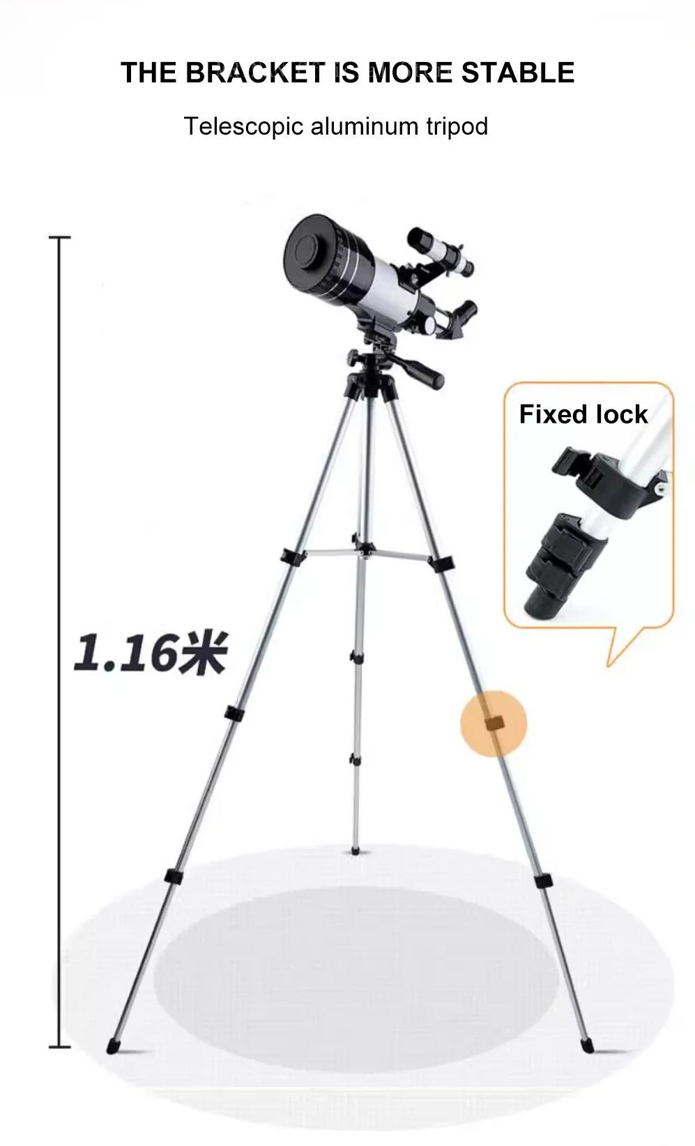 Telescópio Astronômico de Alta Definição e Alta Ampliação, Espelho de Busca de Estrelas Profissional, Suporte Longo com Suporte para Celular